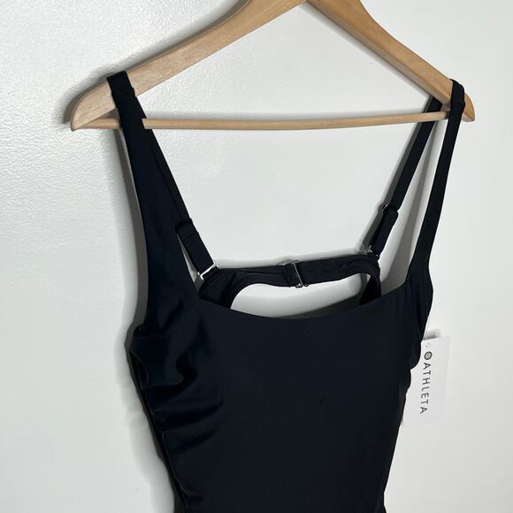 Athleta Womens Square Neck Bra Cup Tankini Swim Top 40 B/C Black Classic - Picture 5 of 11